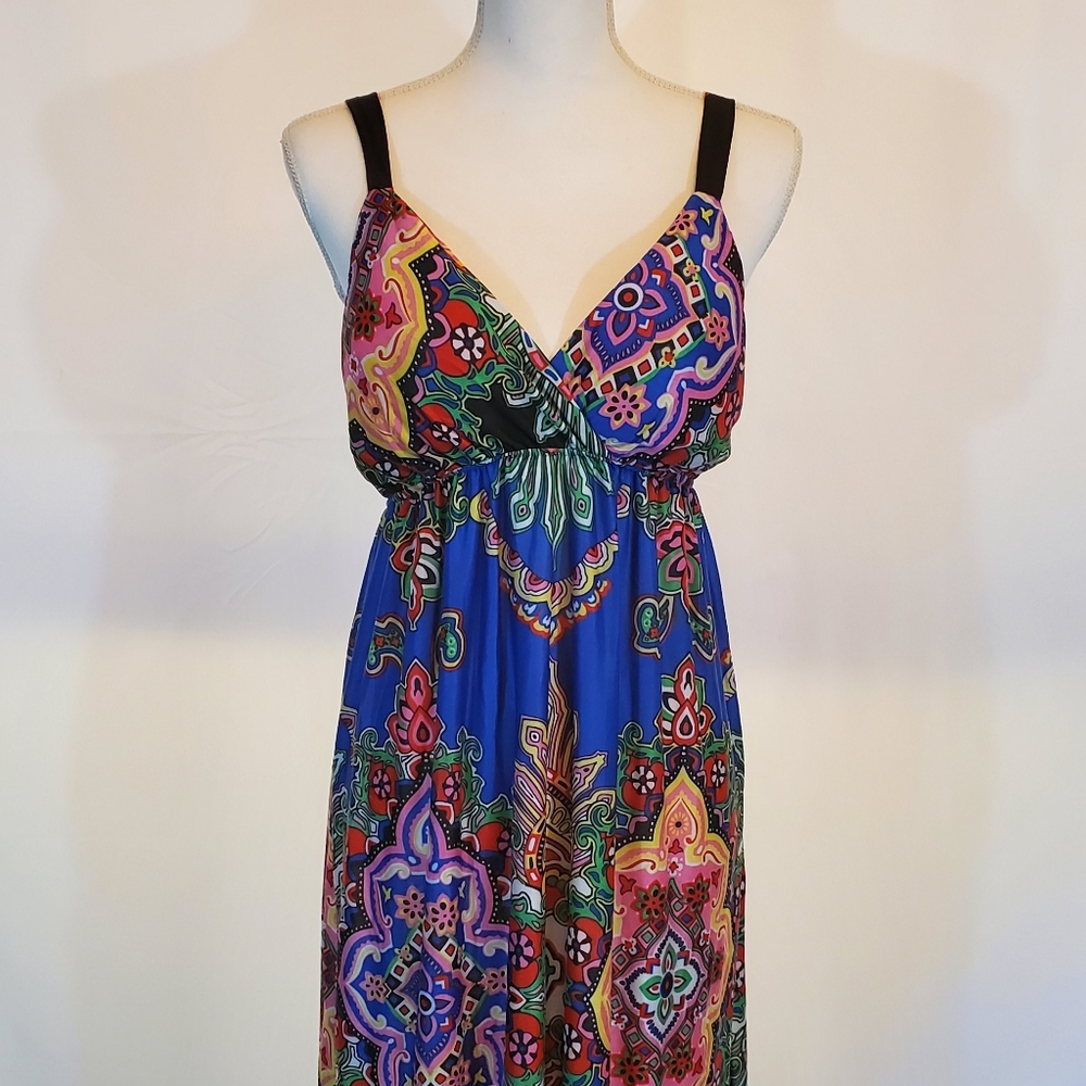 Woman's NWT Colorful Bohemian Summer Maxi Dress Large